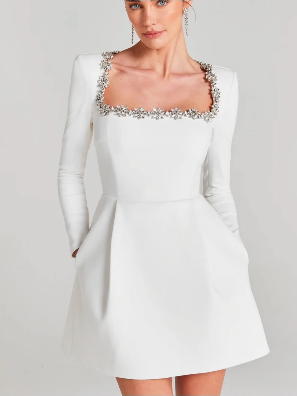 Nadine Merabi Kimberly Long Sleeve White Mini Dress